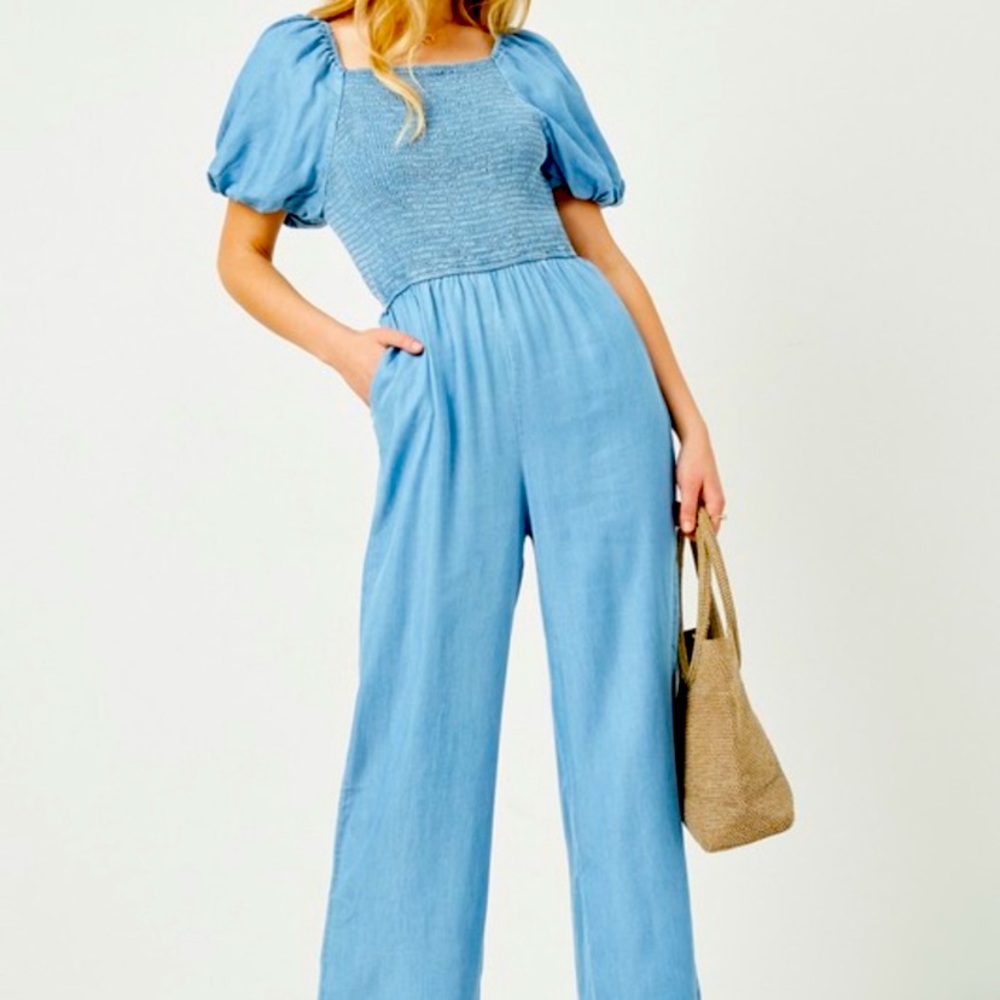NWT Hayden Smocked Jumpsuit with Pockets.